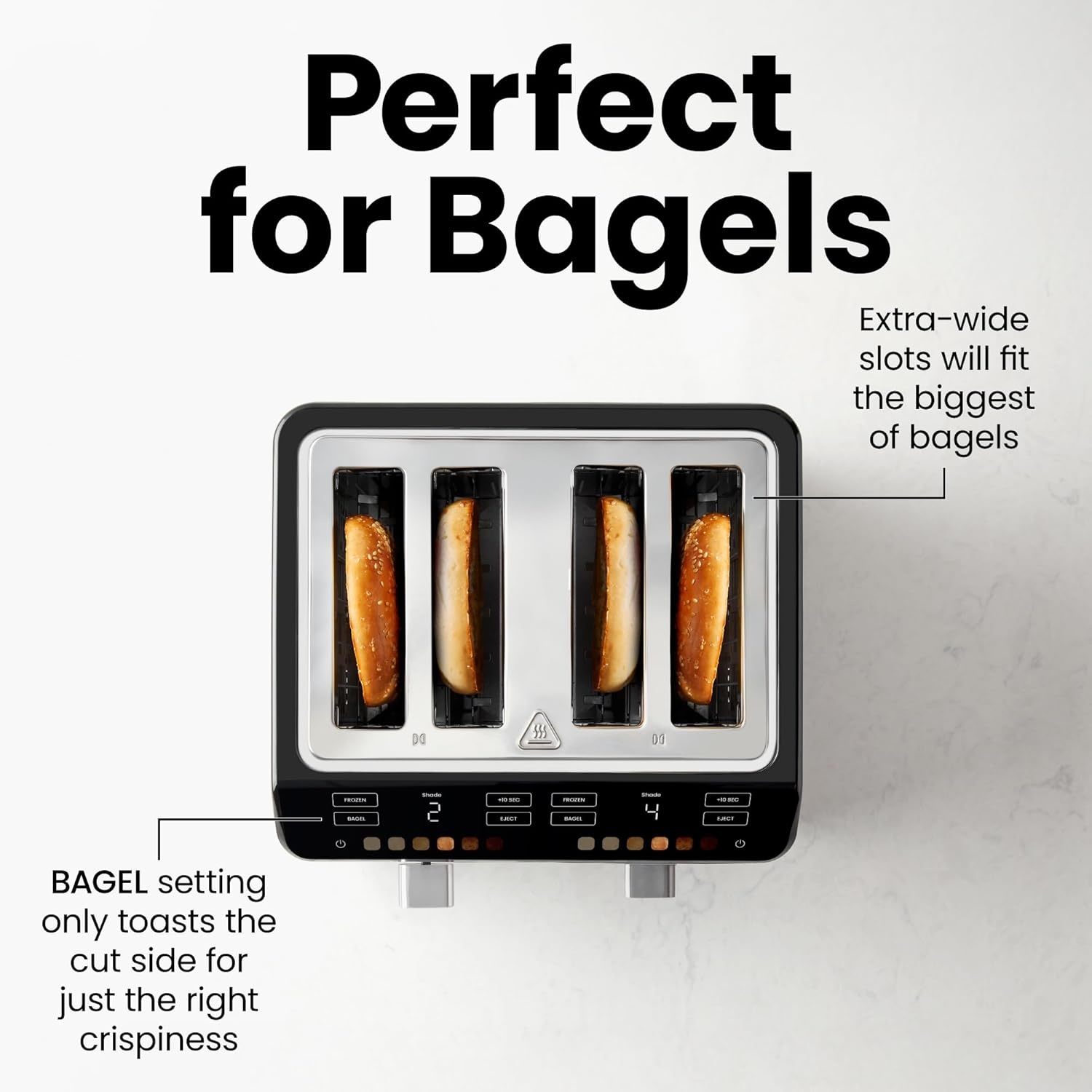 image:imageChefman Smart Touch 4 Slice Digital Toaster 6 Shade Settings Touchscreen Bagel Toaster 4 Slice with ExtraWide Slots 10 Seconds Defrost Removable Crumb Tray Stainless SteelStainless Steel
