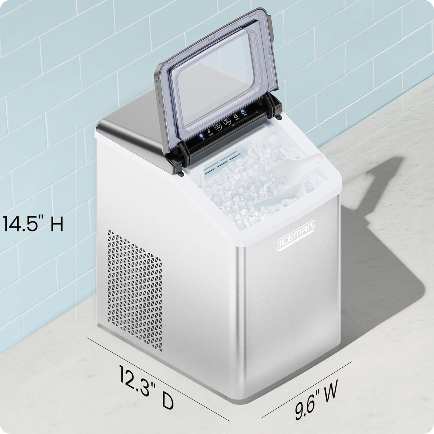 image:imageICEMAN DualSize Ice Maker Countertop Portable Ice Machine Large and Small Ice Machine Maker with Self Cleaning 9 Cubes in 7 Mins 22lbs24hrs for Home Kitchen Office Party Ice Scoop IncludedStainless