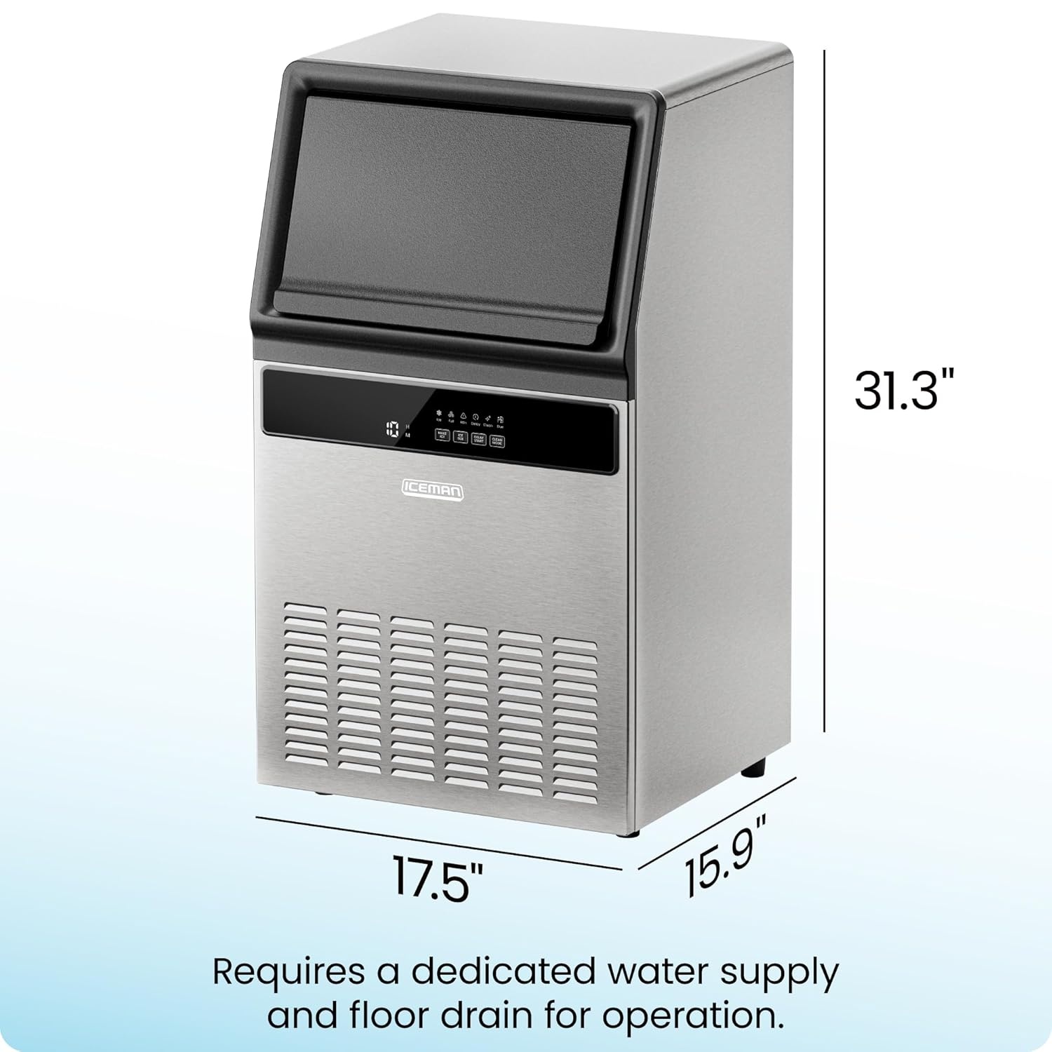 image:imageIceman Commercial Ice Maker Machine 100lbs24H Stainless Steel Ice Machine with 30lb Storage Bin Under Counter Ice Maker for Restaurant Home Bar Office Ice Scoop amp Drain Hose Included