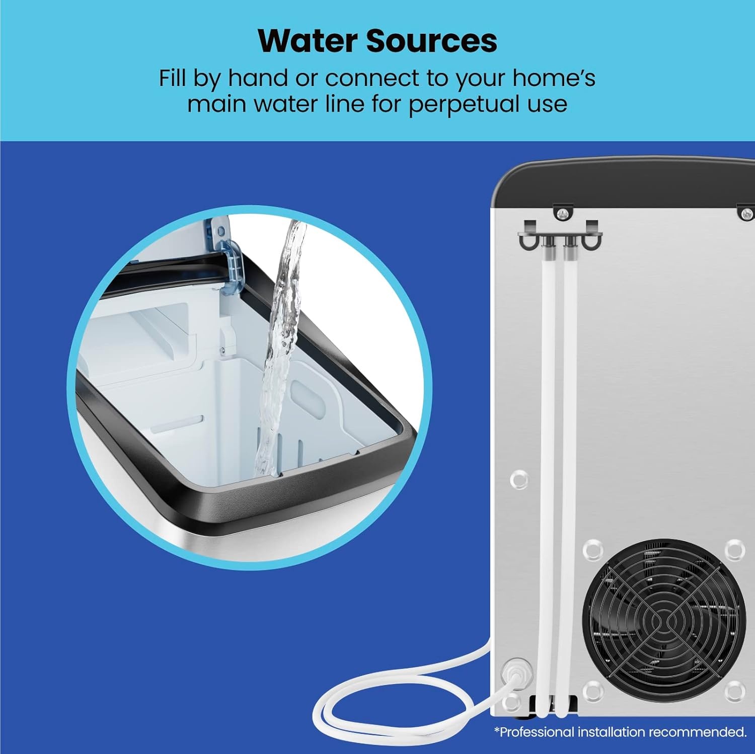 image:imageIceman Countertop Nugget Ice Maker Pebble Ice Machine Soft Chewable Pellets in 20 Min 26Lbs24H 3lb Capacity WaterlineCompatible SelfCleaning StainlessSteel Scoop