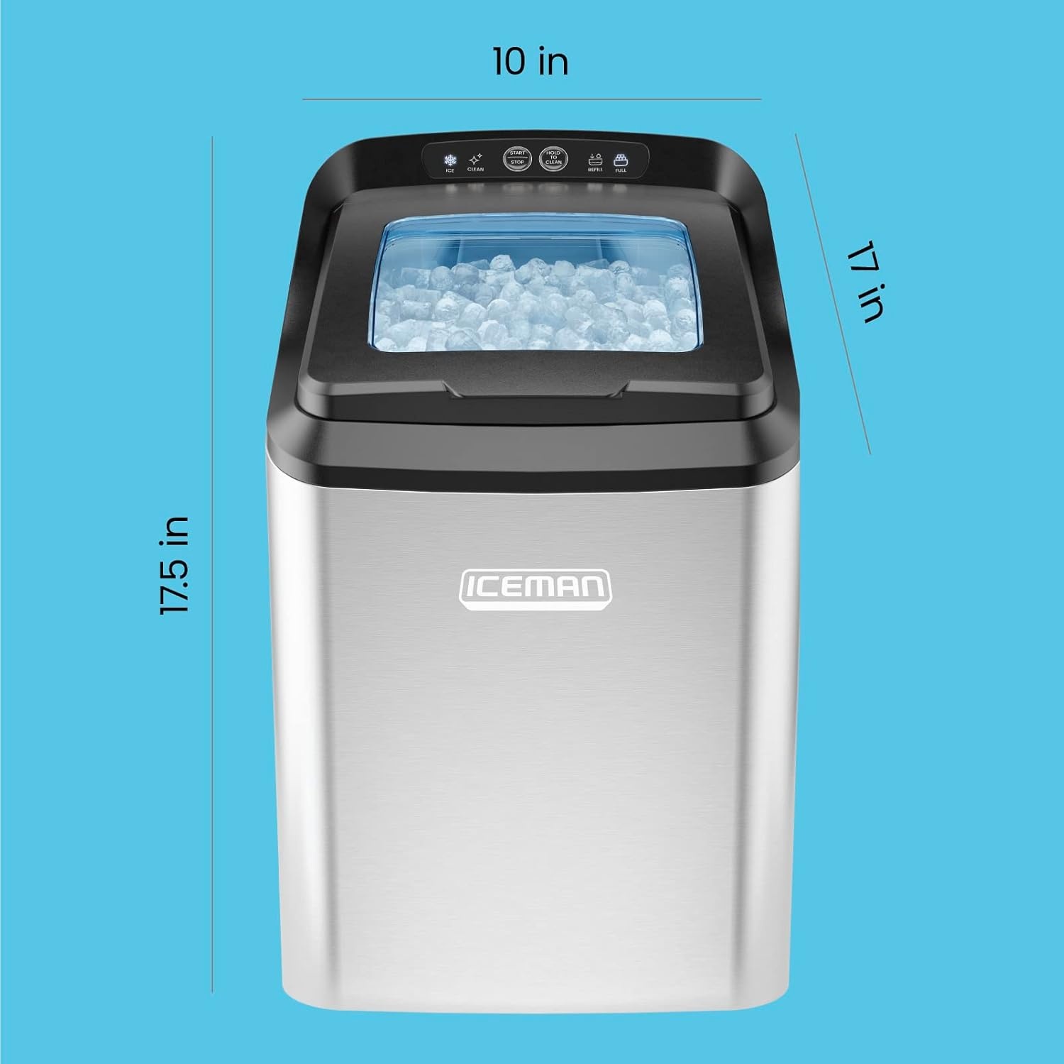 image:imageIceman Countertop Nugget Ice Maker Pebble Ice Machine Soft Chewable Pellets in 20 Min 26Lbs24H 3lb Capacity WaterlineCompatible SelfCleaning StainlessSteel Scoop