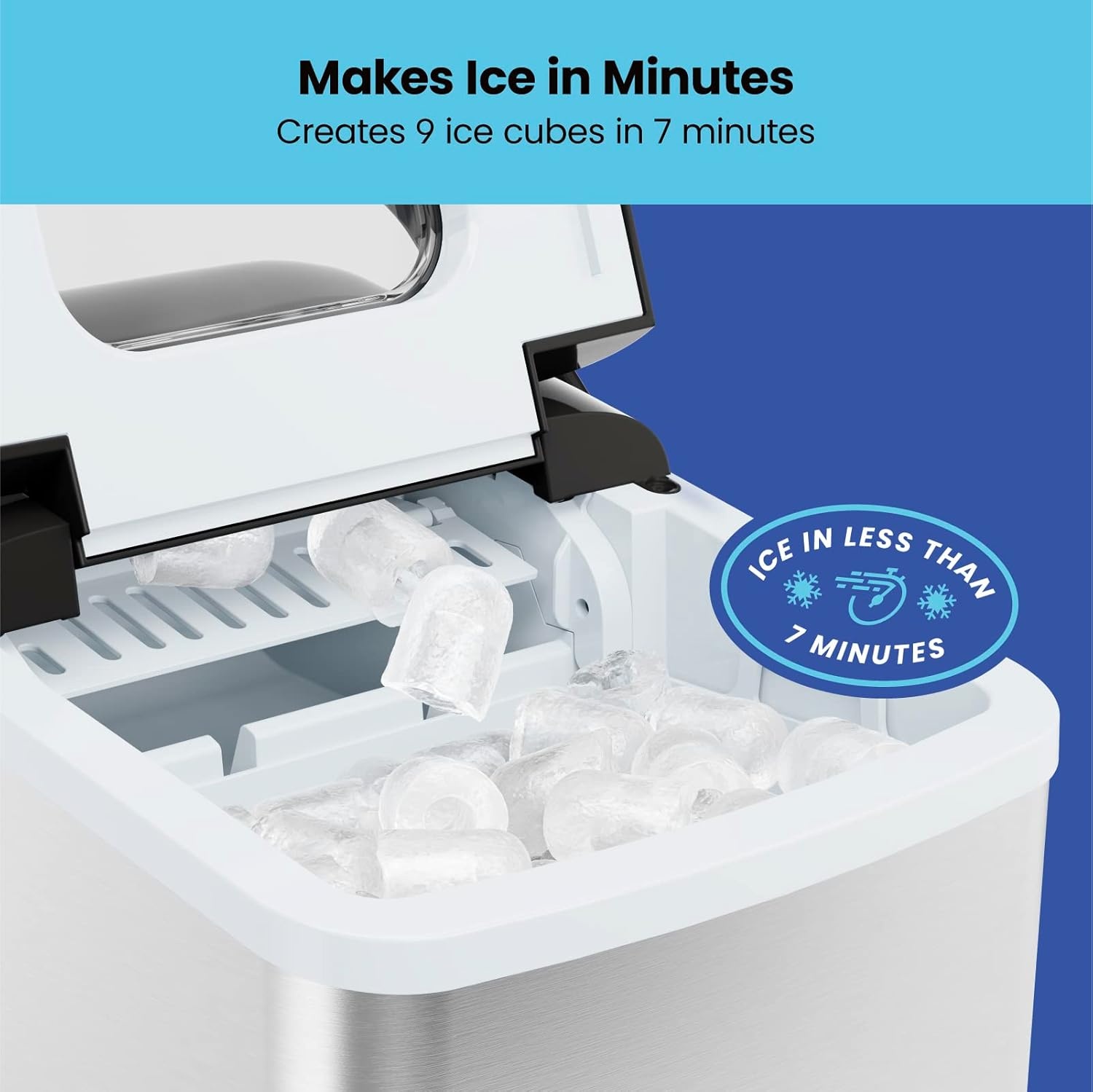 image:imageIceman DualSize Countertop Ice Maker Machine Portable Creates 2 Cube Sizes in 6 Mins Holds 13 lb of Ice Makes up to 26 lb in 24 Hours SelfCleaning Scoop Included StainlessSteelStainless