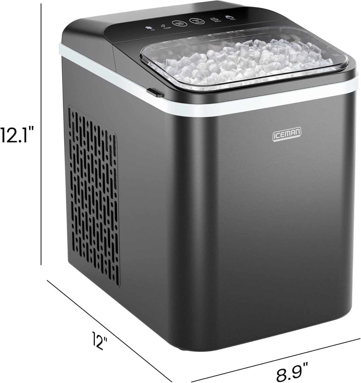 image:imageIceman DualSize Countertop Ice Maker Machine Portable Creates 2 Cube Sizes in 6 Mins Holds 13 lb of Ice Makes up to 26 lb in 24 Hours SelfCleaning Scoop Included StainlessSteelBlack