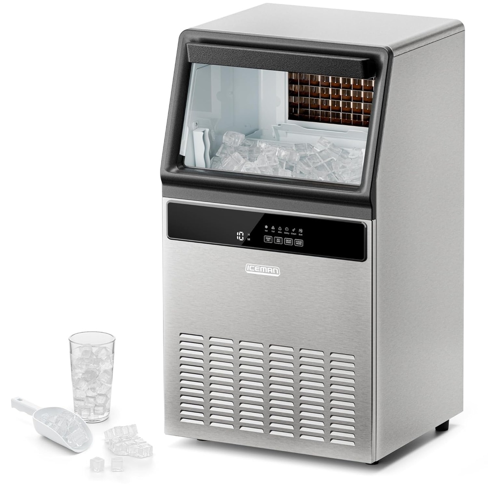 image:imageIceman Commercial Ice Maker Machine 100lbs24H Stainless Steel Ice Machine with 30lb Storage Bin Under Counter Ice Maker for Restaurant Home Bar Office Ice Scoop amp Drain Hose Included