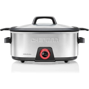 image:imageChefman 6Quart Slow Cooker Electric Countertop Cooking Stovetop amp OvenSafe Removable Insert for Browning amp Sauting FamilySize Soups amp Stews Nonstick amp DishwasherSafe InteriorStainless Steel