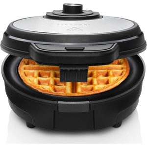 image:imageChefman AntiOverflow Belgian Waffle Maker wShade Selector Stainless Steel Temperature Control Mess Free Moat Round Nonstick Iron Plate Cool Touch Handle Measuring Cup IncludedStainless Steel