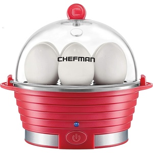 image:imageChefman EggMaker Rapid Poacher Food amp Vegetable Steamer Quickly Makes Up to 6 Hard Medium or Soft Boiled PoachingOmelet Tray Included Ready Signal BPAFree BLACKRed