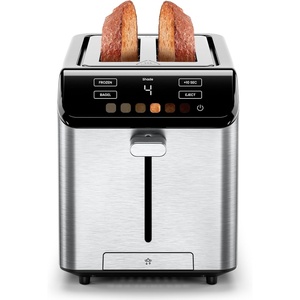 image:imageChefman Smart Touch 4 Slice Digital Toaster 6 Shade Settings Touchscreen Bagel Toaster 4 Slice with ExtraWide Slots 10 Seconds Defrost Removable Crumb Tray  Stainless SteelStainless Steel