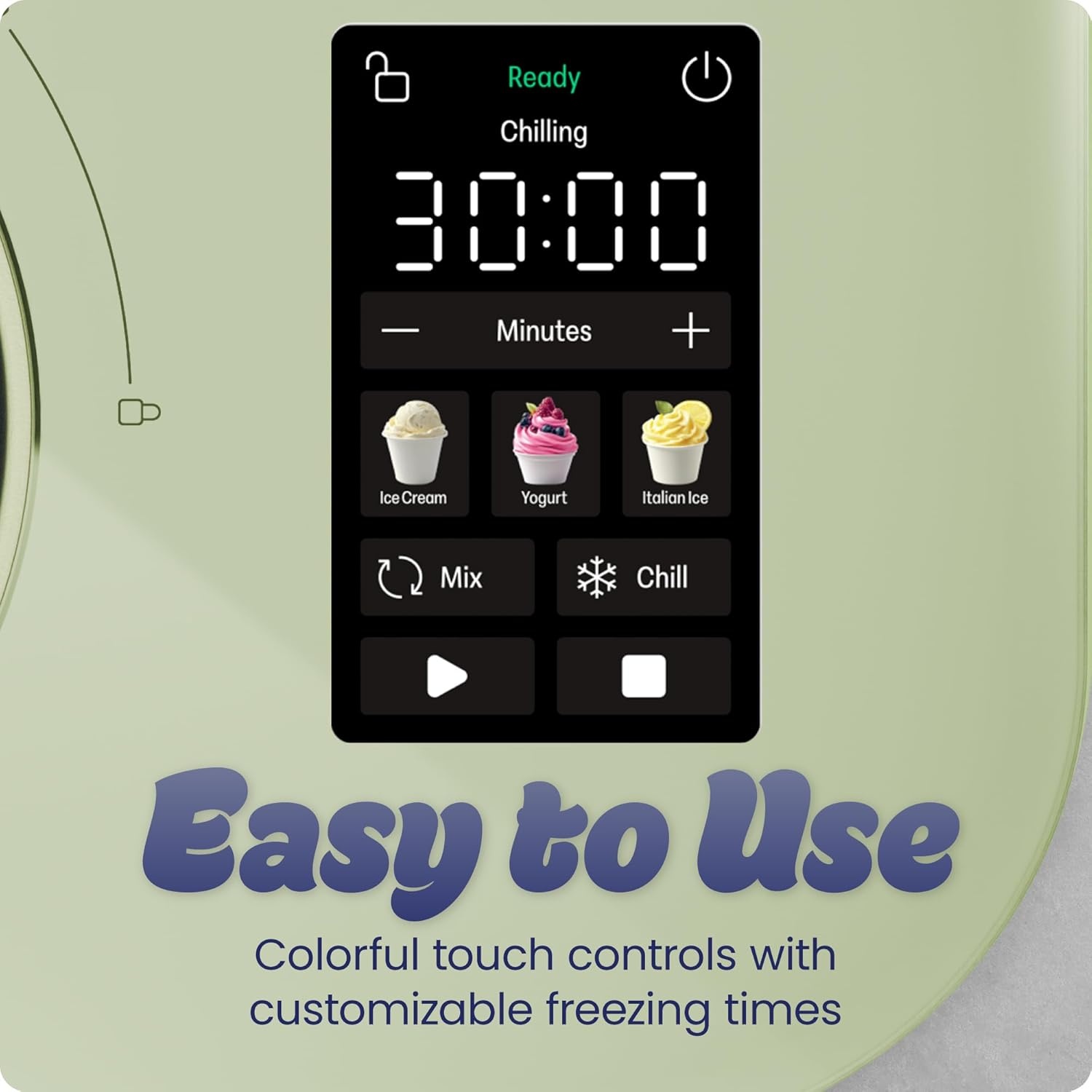 image:imageIceman by Chefman Trio Ice Cream Maker No PreFreezing with BuiltIn Compressor for Ice Cream Froyo Sorbet Sherbet Italian Ice Frozen Yogurt amp More 2 20oz Containers amp LidsPistachio