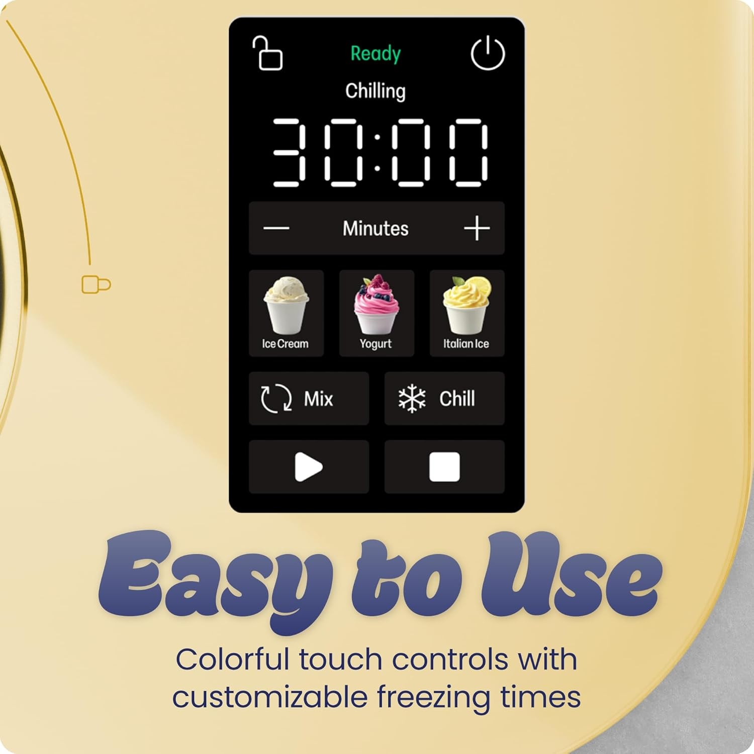 image:imageIceman by Chefman Trio Ice Cream Maker No PreFreezing with BuiltIn Compressor for Ice Cream Froyo Sorbet Sherbet Italian Ice Frozen Yogurt amp More 2 20oz Containers amp LidsButter