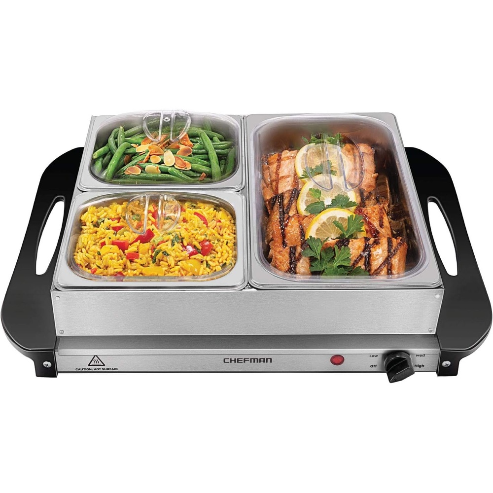 image:imageChefman Compact Glasstop Warming Tray with Adjustable Temperature Control Perfect for Buffets Restaurants Parties Events Home Dinners and Travel Mini 15x12 Inch Surface Keeps Food Hot BlackBuffet 14 x 14