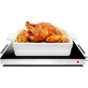 image:imageChefman Compact Glasstop Warming Tray with Adjustable Temperature Control Perfect for Buffets Restaurants Parties Events Home Dinners and Travel Mini 15x12 Inch Surface Keeps Food Hot BlackCompact  155 x 12