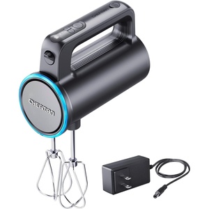 image:imageChefman Cordless Hand Mixer 7 Speed Electric Handheld Kitchen Food Mixer Easily Whisk Eggs Whip Cream or Mix Cookie Dough Digital Display Dishwasher Safe Parts and LED Charge Indicator LightCordless Hand Mixer