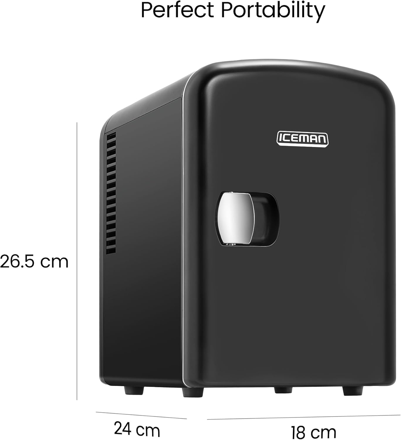 image:imageChefman Iceman Mini Portable Black Personal Fridge Cools Or Heats and Provides Compact Storage For Skincare Snacks Or 6 12oz Cans WA Lightweight 4liter Capacity To Take On The GoBlack