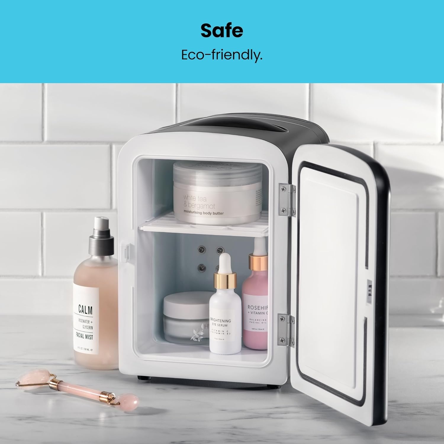 image:imageChefman Iceman Mini Portable Black Personal Fridge Cools Or Heats and Provides Compact Storage For Skincare Snacks Or 6 12oz Cans WA Lightweight 4liter Capacity To Take On The GoBlack