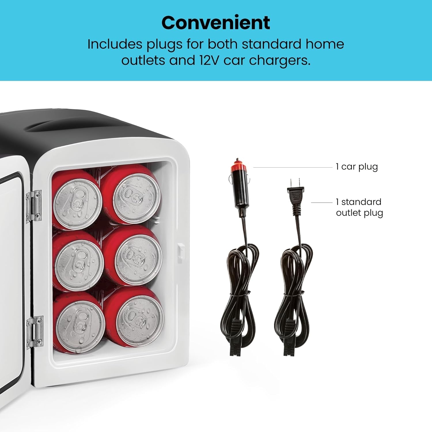 image:imageChefman Iceman Mini Portable Black Personal Fridge Cools Or Heats and Provides Compact Storage For Skincare Snacks Or 6 12oz Cans WA Lightweight 4liter Capacity To Take On The GoBlack