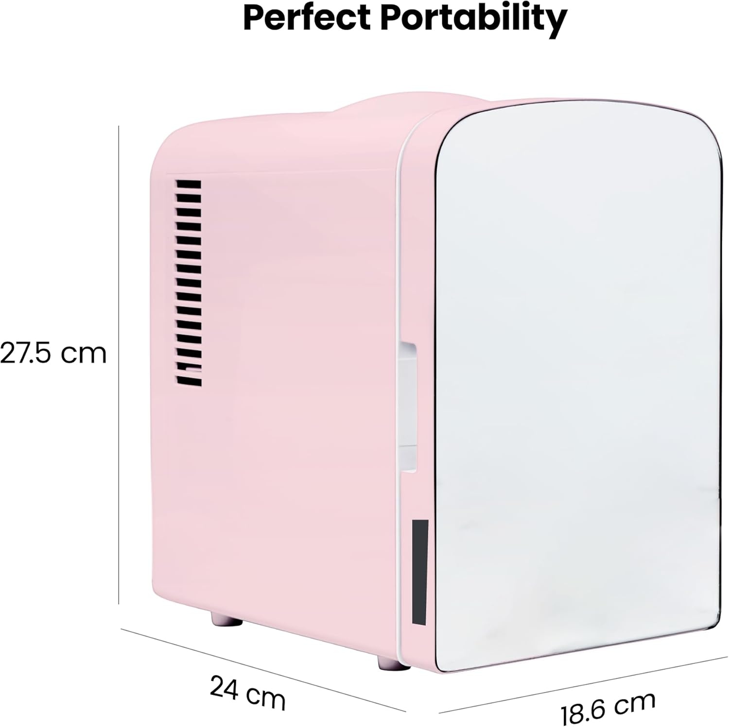 image:imageChefman Iceman Portable Mirrored Personal Fridge 4L Mini Refrigerator Skin Care Makeup Storage Beauty Serums amp Face Masks Small For Desktop Or Travel Cool amp Heat Cosmetic Application WhitePink