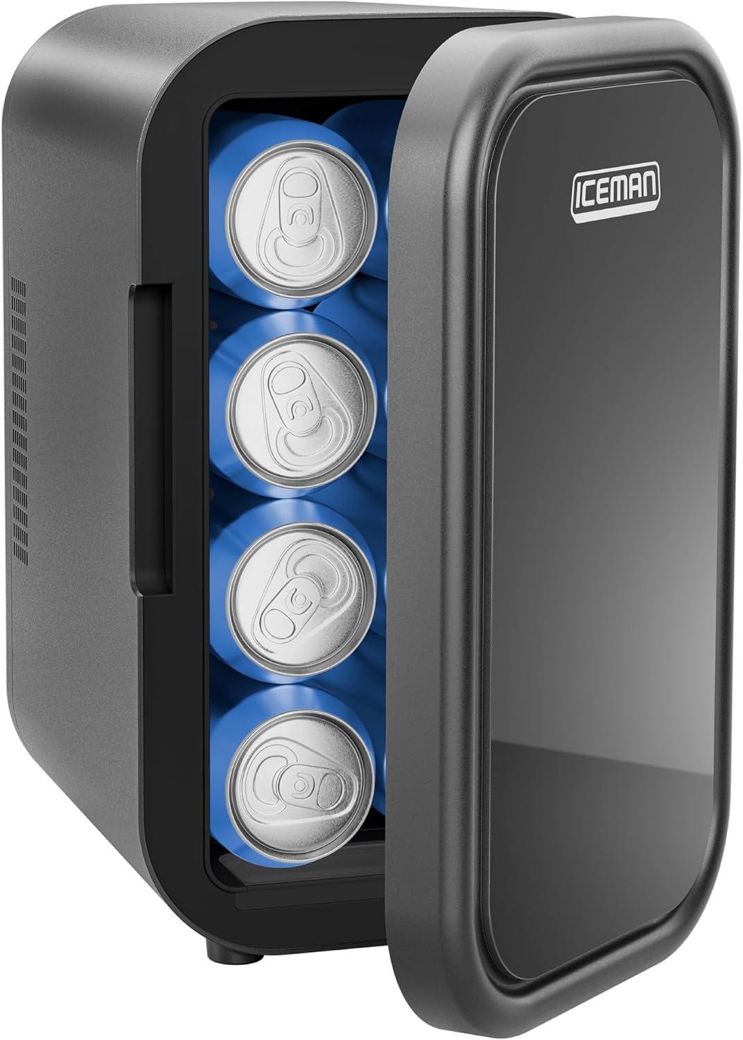 image:imageIceman Portable Mini Fridge Fits 6 x 12 oz Cans Cooler and Heater Mini Fridge for Bedroom Car Office Dorm and Skincare ACDC Car PlugCompatible BlueBlack