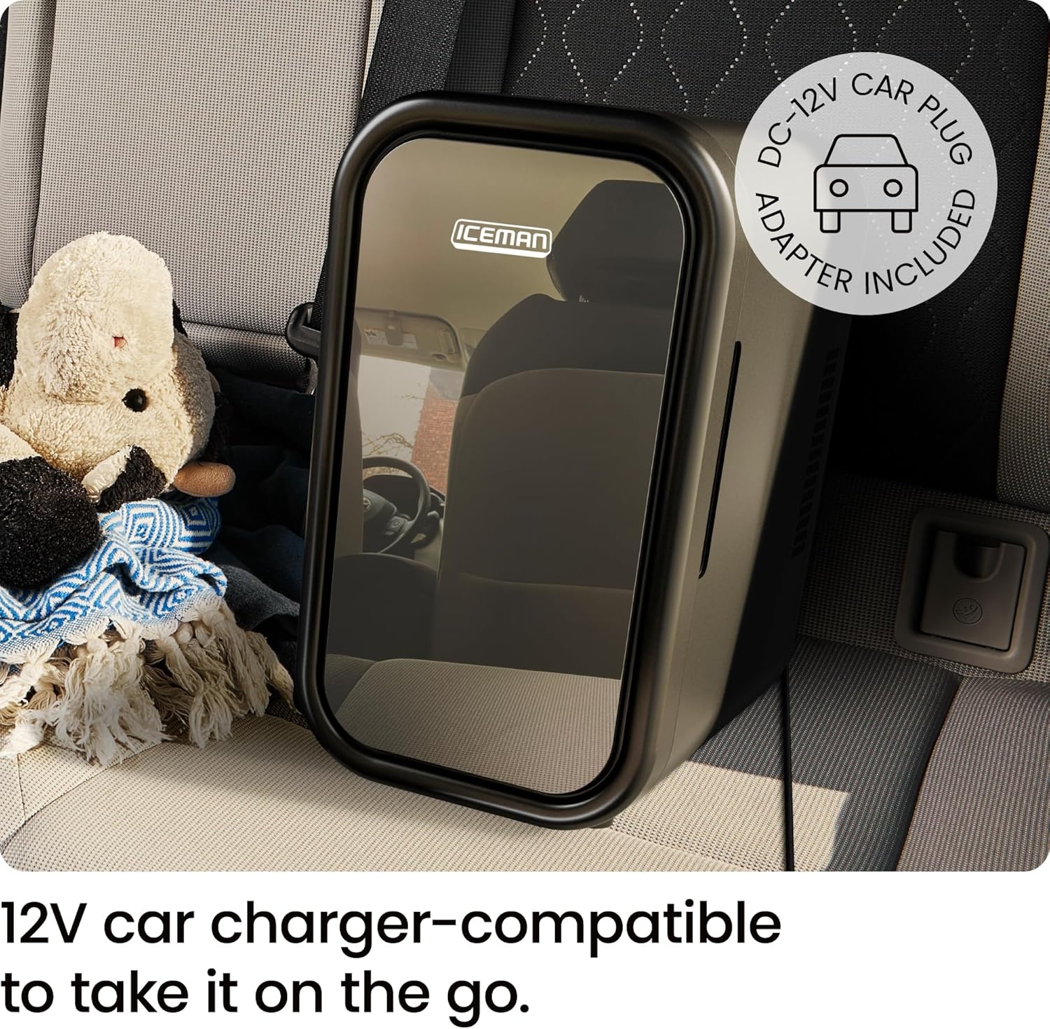 image:imageIceman Portable Mini Fridge Fits 6 x 12 oz Cans Cooler and Heater Mini Fridge for Bedroom Car Office Dorm and Skincare ACDC Car PlugCompatible BlueBlack