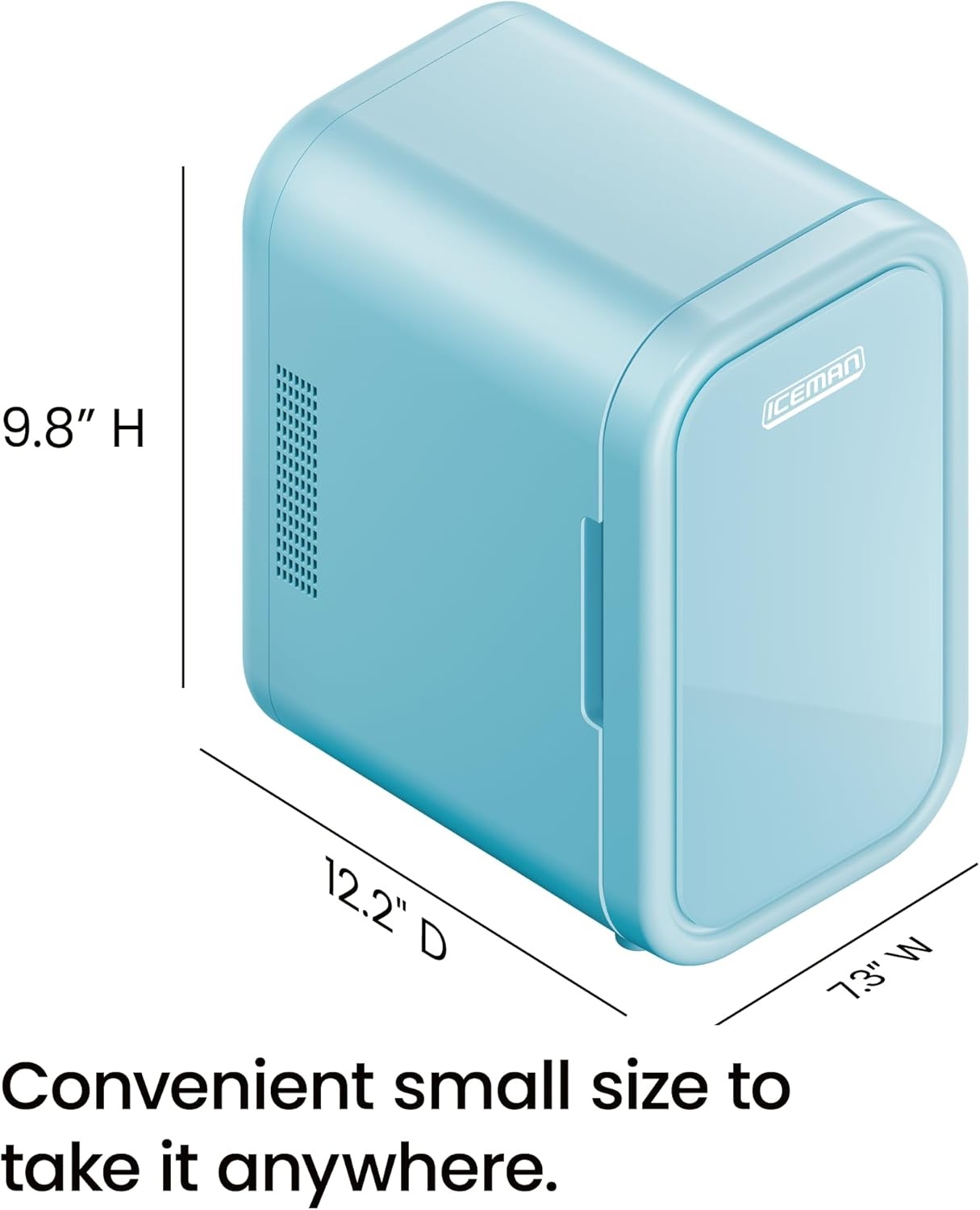 image:imageIceman Portable Mini Fridge Fits 6 x 12 oz Cans Cooler and Heater Mini Fridge for Bedroom Car Office Dorm and Skincare ACDC Car PlugCompatible BlueBlue