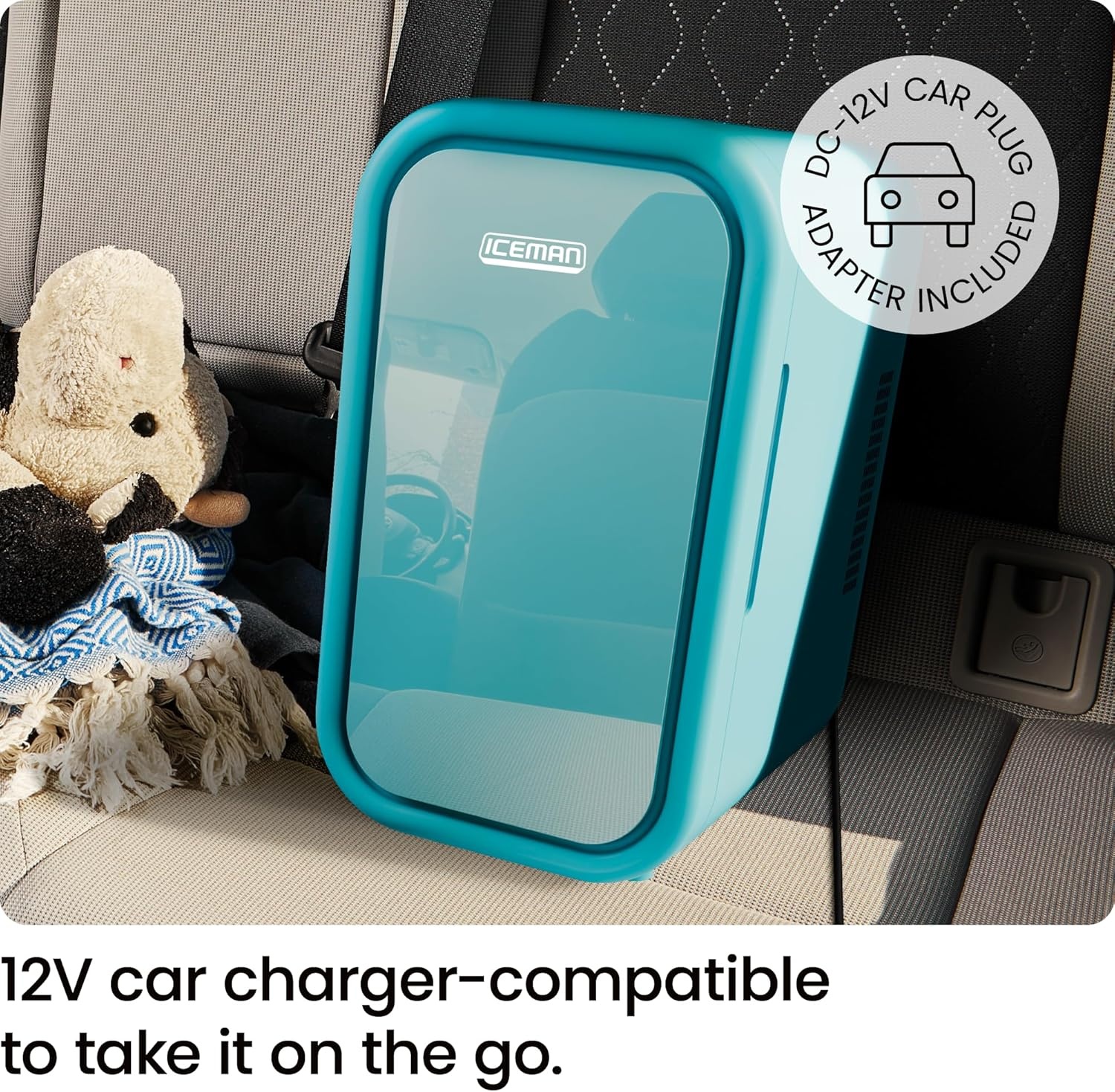 image:imageIceman Portable Mini Fridge Fits 6 x 12 oz Cans Cooler and Heater Mini Fridge for Bedroom Car Office Dorm and Skincare ACDC Car PlugCompatible BlueBlue