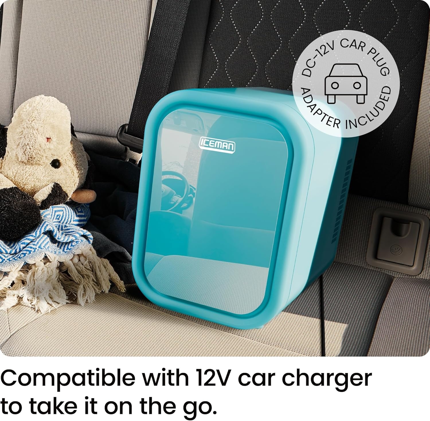 image:imageIceman Portable Mini Fridge Fits 6 x 12 oz Cans Cooler and Heater Mini Fridge for Bedroom Car Office Dorm and Skincare ACDC Car PlugCompatible BlueBlue