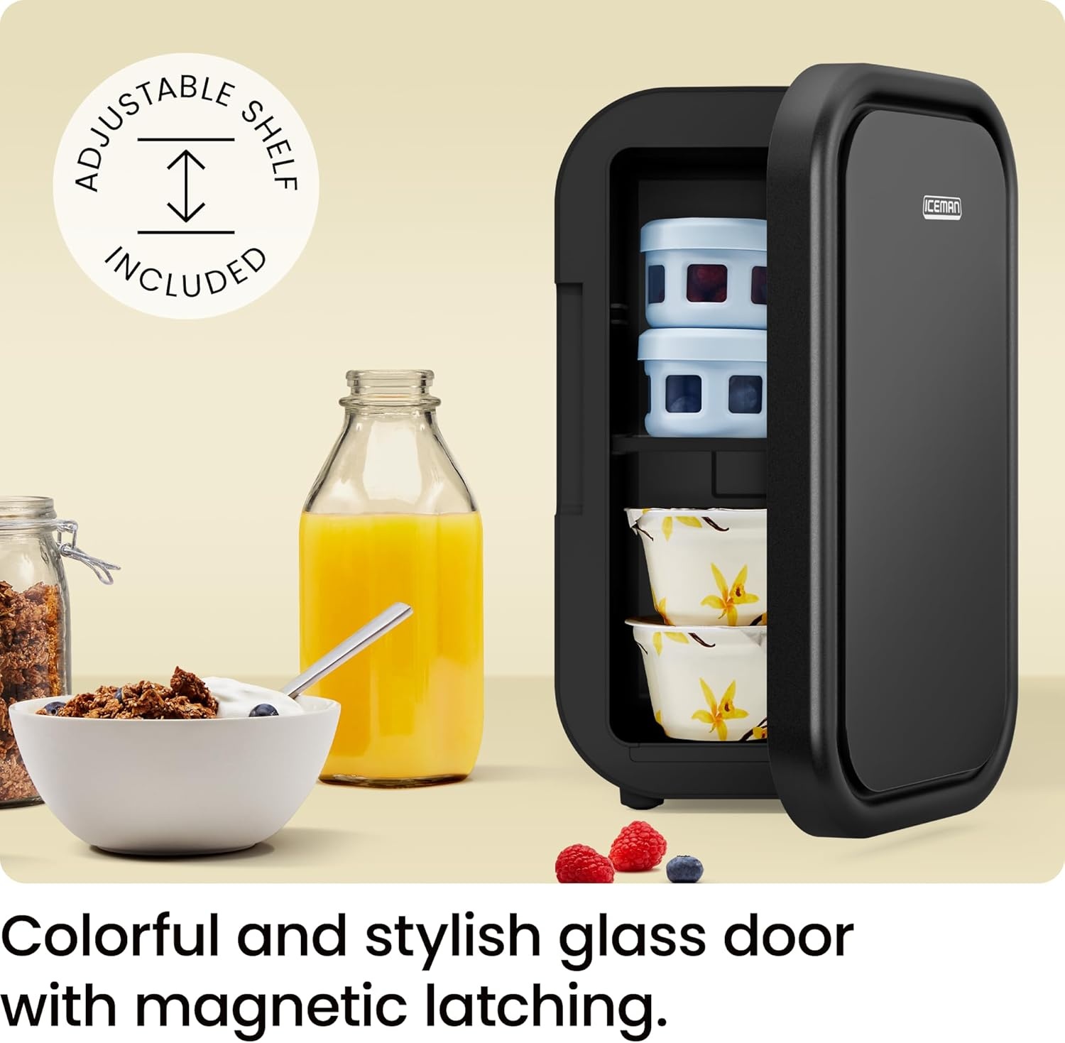 image:imageIceman Portable Mini Fridge Fits 6 x 12 oz Cans Cooler and Heater Mini Fridge for Bedroom Car Office Dorm and Skincare ACDC Car PlugCompatible BlueBlack
