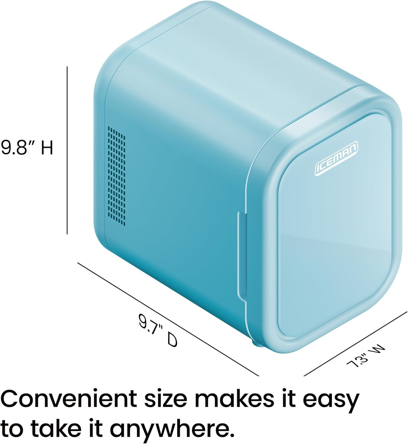 image:imageIceman Portable Mini Fridge Fits 6 x 12 oz Cans Cooler and Heater Mini Fridge for Bedroom Car Office Dorm and Skincare ACDC Car PlugCompatible BlueBlue