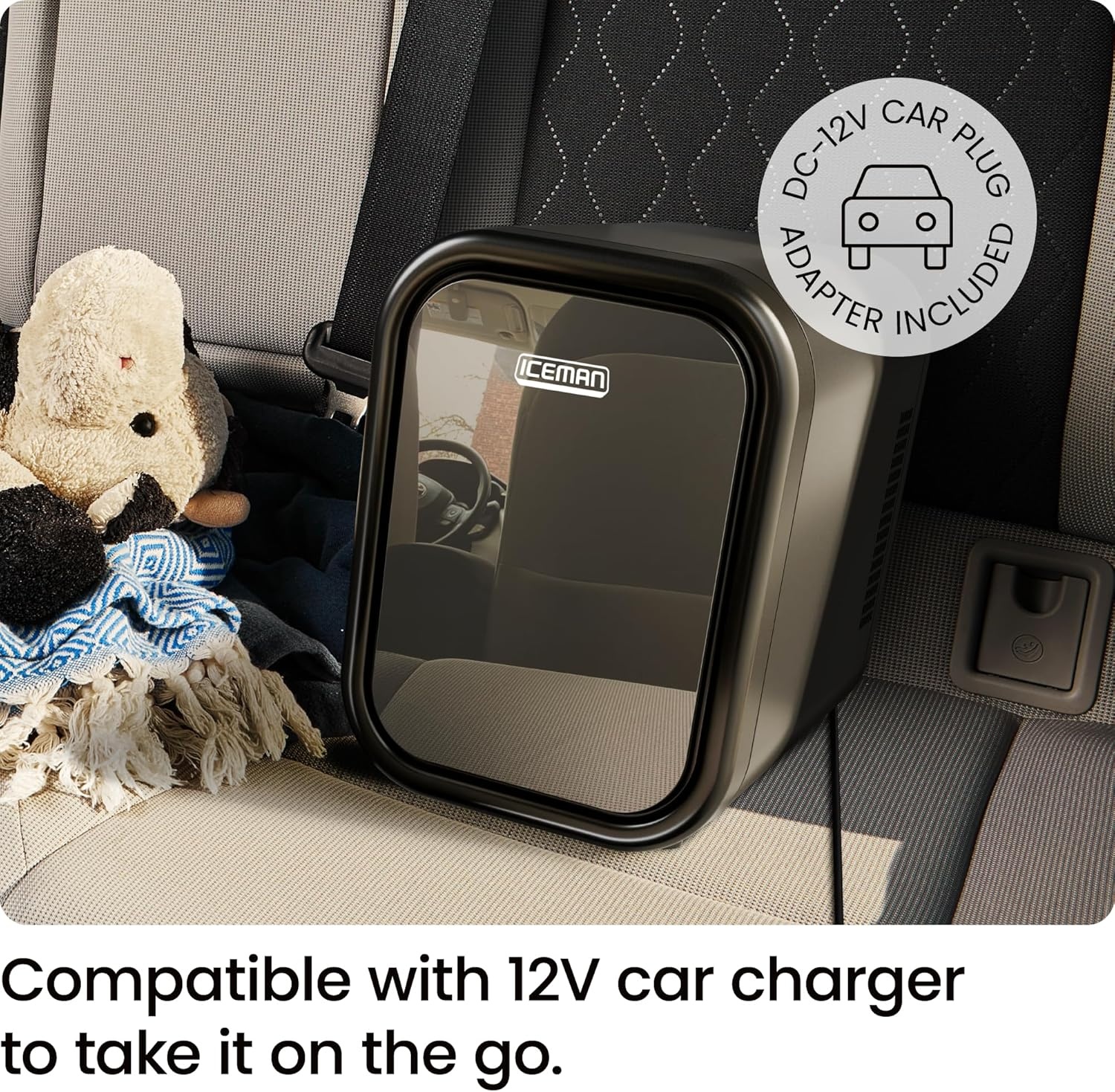 image:imageIceman Portable Mini Fridge Fits 6 x 12 oz Cans Cooler and Heater Mini Fridge for Bedroom Car Office Dorm and Skincare ACDC Car PlugCompatible BlueBlack