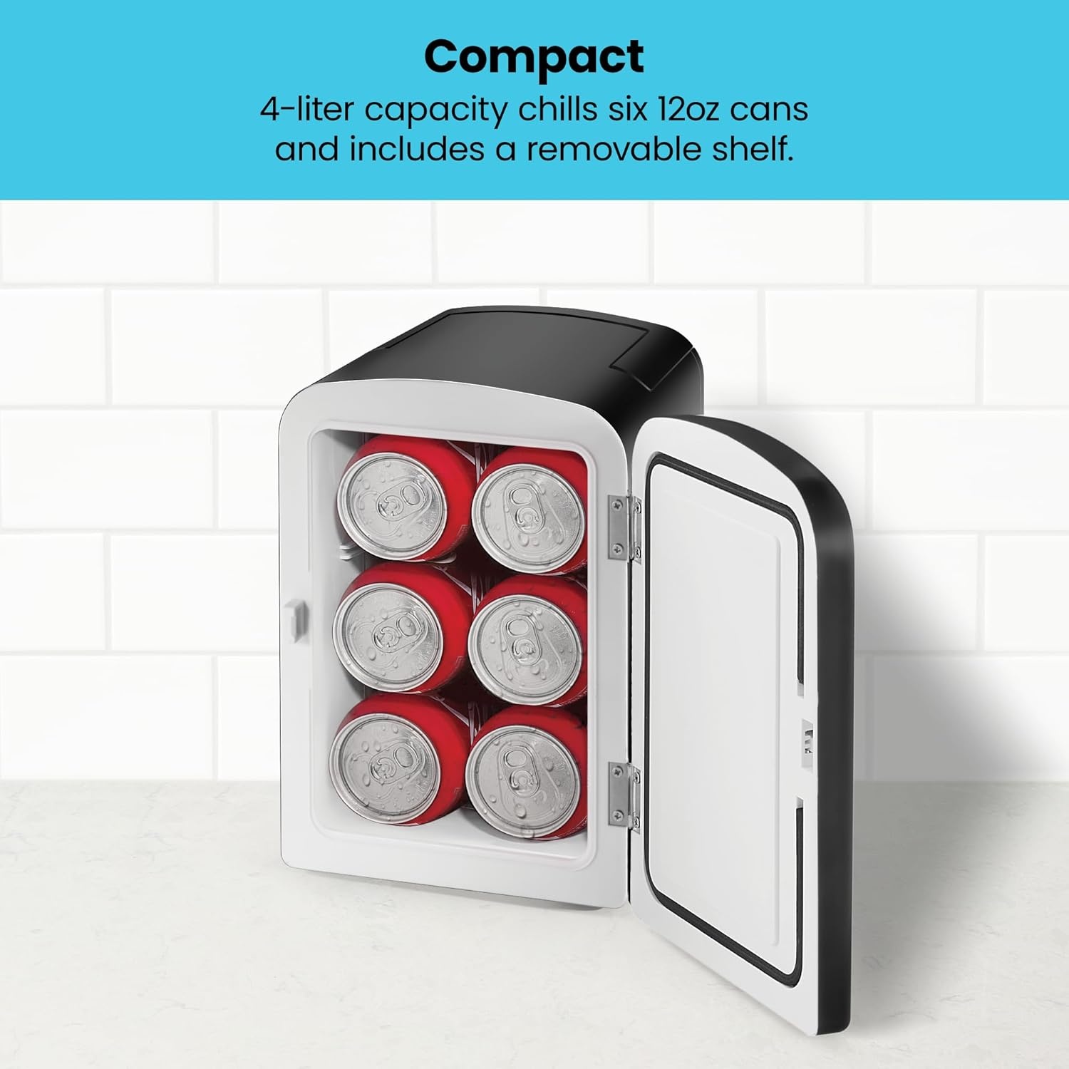 image:imageIceman Portable Mini Fridge Fits 6 x 12 oz Cans Cooler and Heater Mini Fridge for Bedroom Car Office Dorm and Skincare ACDC Car PlugCompatible BlueBlack Dry Erase