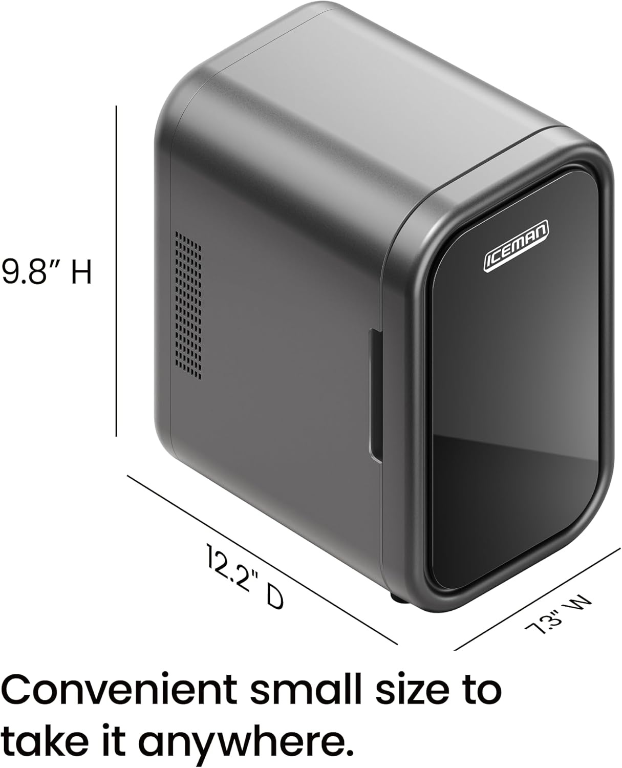 image:imageIceman Portable Mini Fridge Fits 6 x 12 oz Cans Cooler and Heater Mini Fridge for Bedroom Car Office Dorm and Skincare ACDC Car PlugCompatible BlueBlack