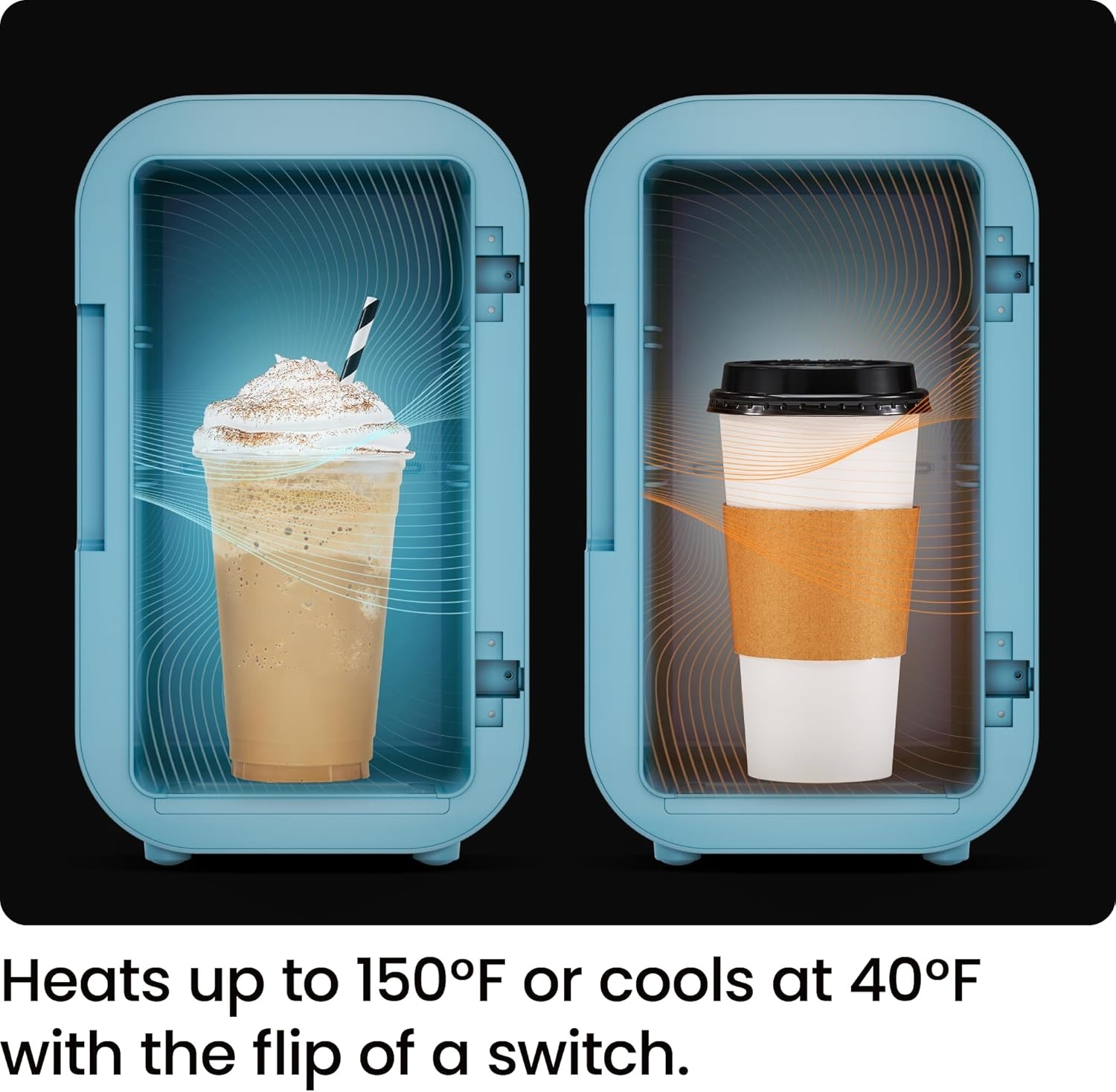 image:imageIceman Portable Mini Fridge Fits 6 x 12 oz Cans Cooler and Heater Mini Fridge for Bedroom Car Office Dorm and Skincare ACDC Car PlugCompatible BlueBlue