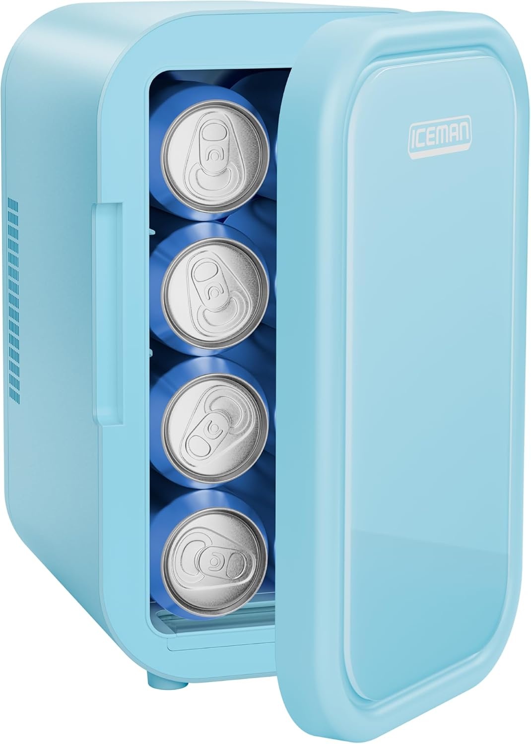 image:imageIceman Portable Mini Fridge Fits 6 x 12 oz Cans Cooler and Heater Mini Fridge for Bedroom Car Office Dorm and Skincare ACDC Car PlugCompatible BlueBlue