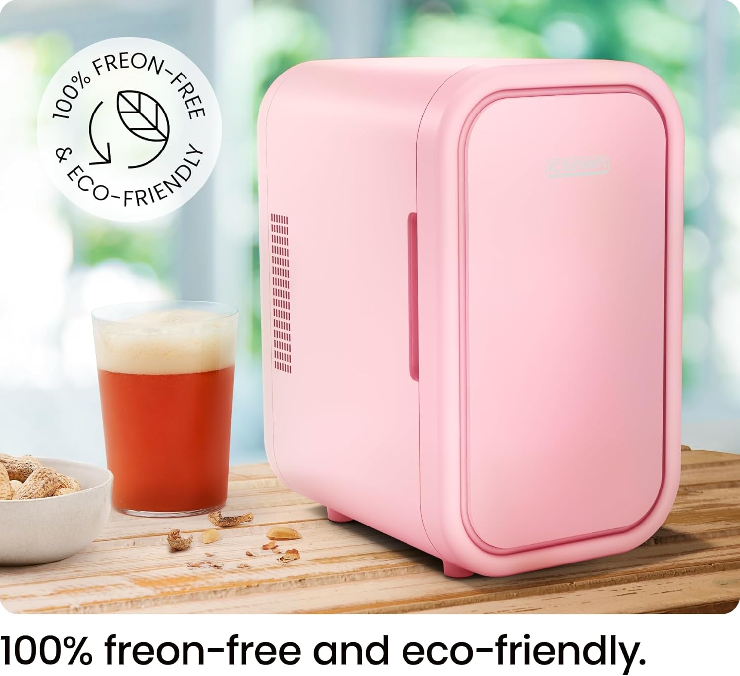 image:imageIceman Portable Mini Fridge Fits 6 x 12 oz Cans Cooler and Heater Mini Fridge for Bedroom Car Office Dorm and Skincare ACDC Car PlugCompatible BluePink