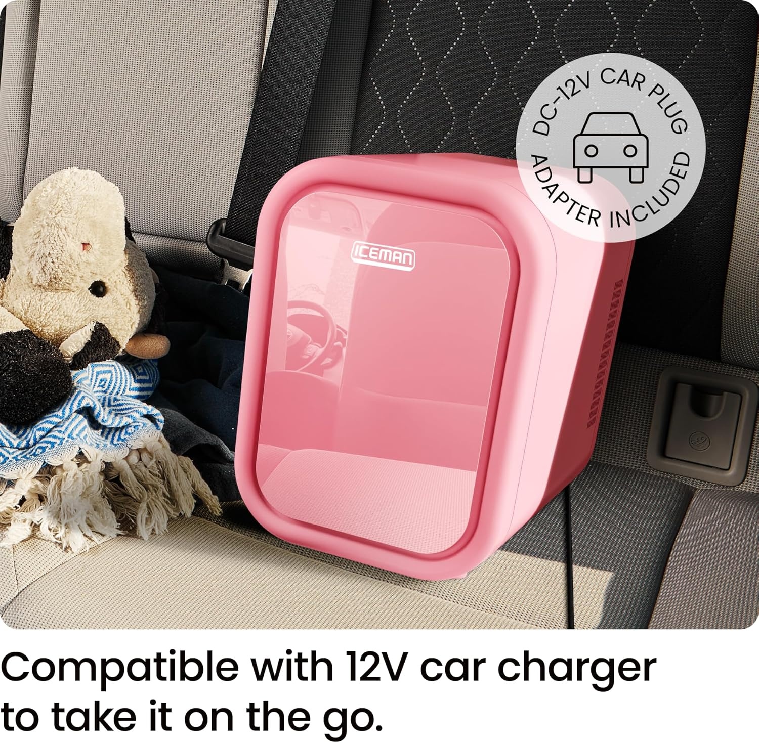 image:imageIceman Portable Mini Fridge Fits 6 x 12 oz Cans Cooler and Heater Mini Fridge for Bedroom Car Office Dorm and Skincare ACDC Car PlugCompatible BluePink