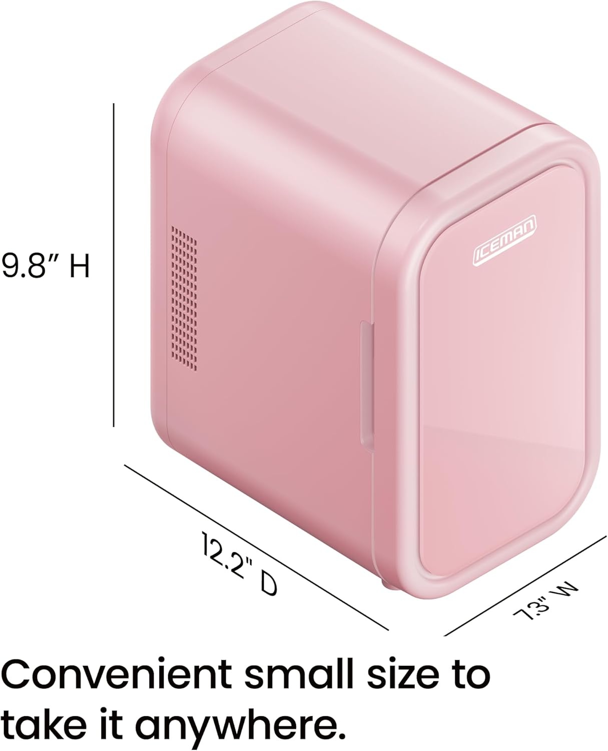 image:imageIceman Portable Mini Fridge Fits 6 x 12 oz Cans Cooler and Heater Mini Fridge for Bedroom Car Office Dorm and Skincare ACDC Car PlugCompatible BluePink