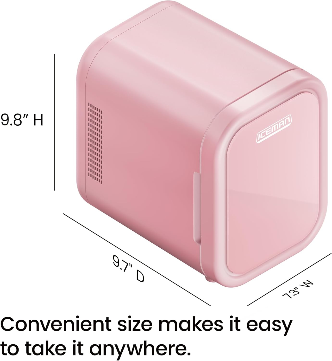 image:imageIceman Portable Mini Fridge Fits 6 x 12 oz Cans Cooler and Heater Mini Fridge for Bedroom Car Office Dorm and Skincare ACDC Car PlugCompatible BluePink