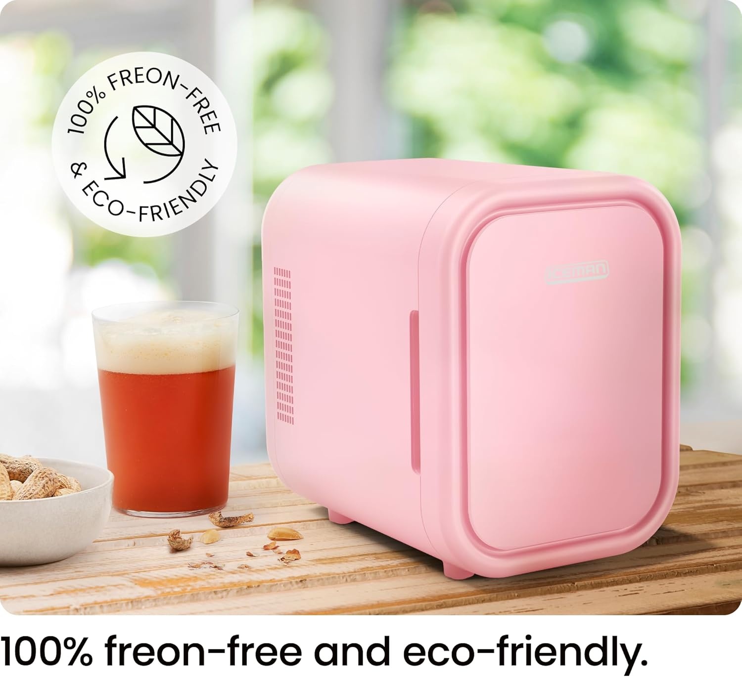 image:imageIceman Portable Mini Fridge Fits 6 x 12 oz Cans Cooler and Heater Mini Fridge for Bedroom Car Office Dorm and Skincare ACDC Car PlugCompatible BluePink