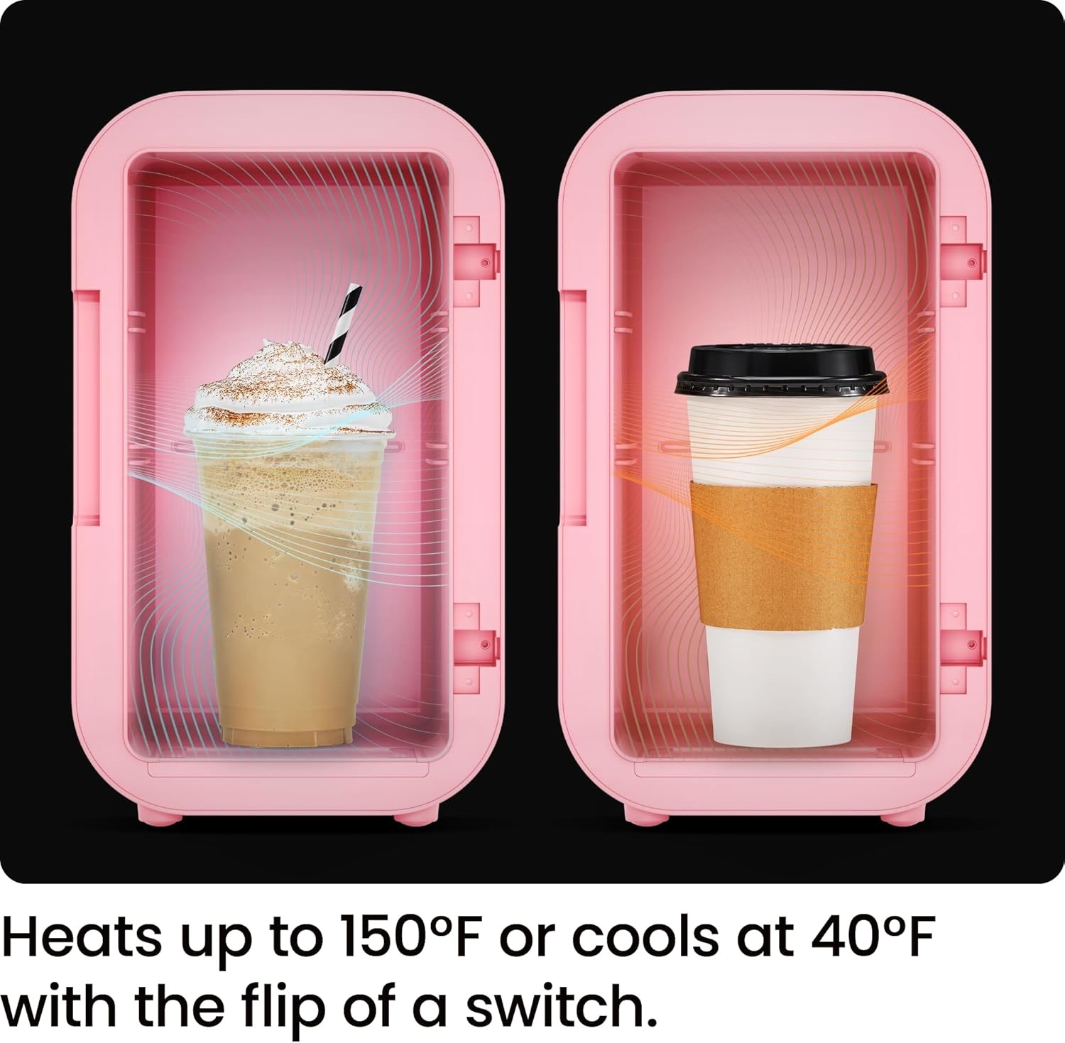 image:imageIceman Portable Mini Fridge Fits 6 x 12 oz Cans Cooler and Heater Mini Fridge for Bedroom Car Office Dorm and Skincare ACDC Car PlugCompatible BluePink