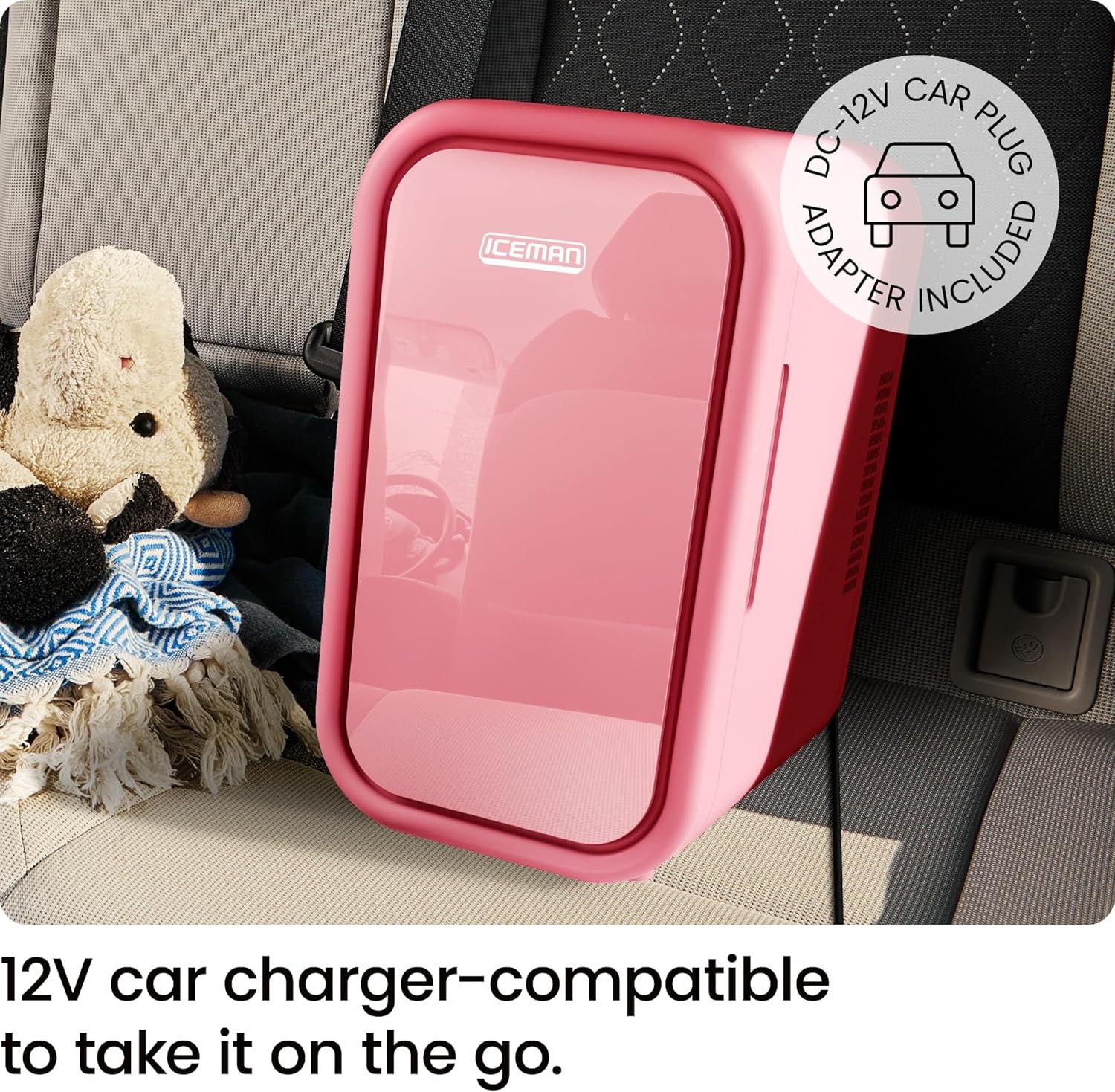 image:imageIceman Portable Mini Fridge Fits 6 x 12 oz Cans Cooler and Heater Mini Fridge for Bedroom Car Office Dorm and Skincare ACDC Car PlugCompatible BluePink