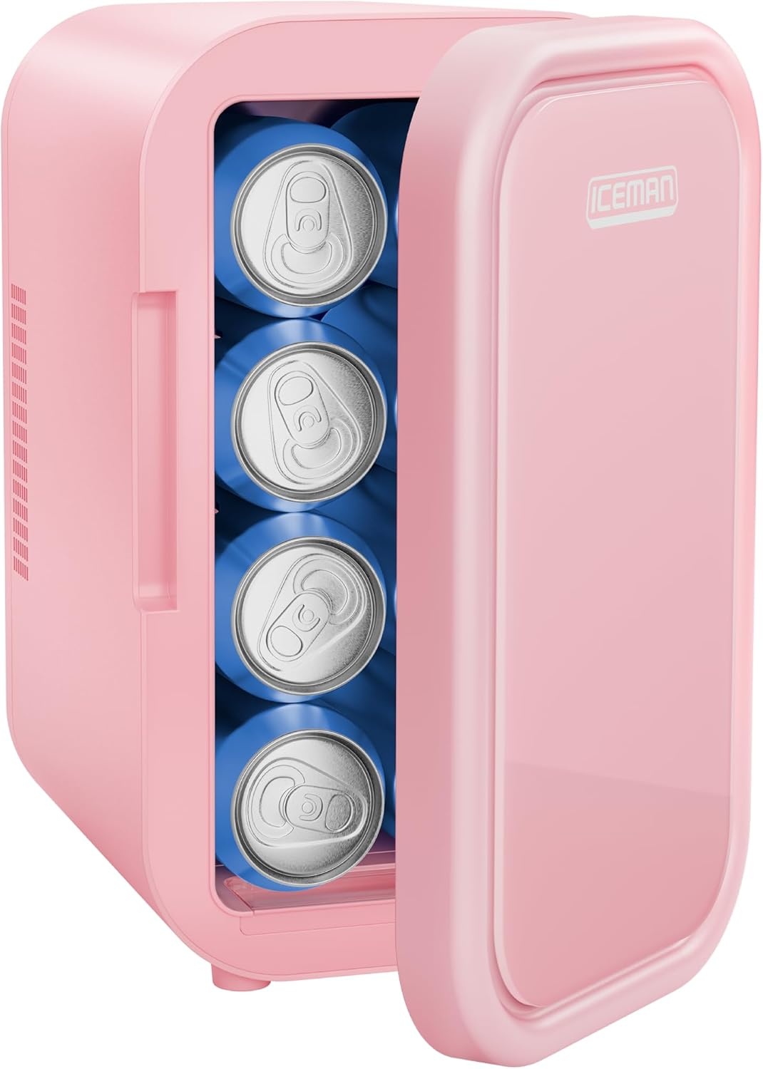 image:imageIceman Portable Mini Fridge Fits 6 x 12 oz Cans Cooler and Heater Mini Fridge for Bedroom Car Office Dorm and Skincare ACDC Car PlugCompatible BluePink