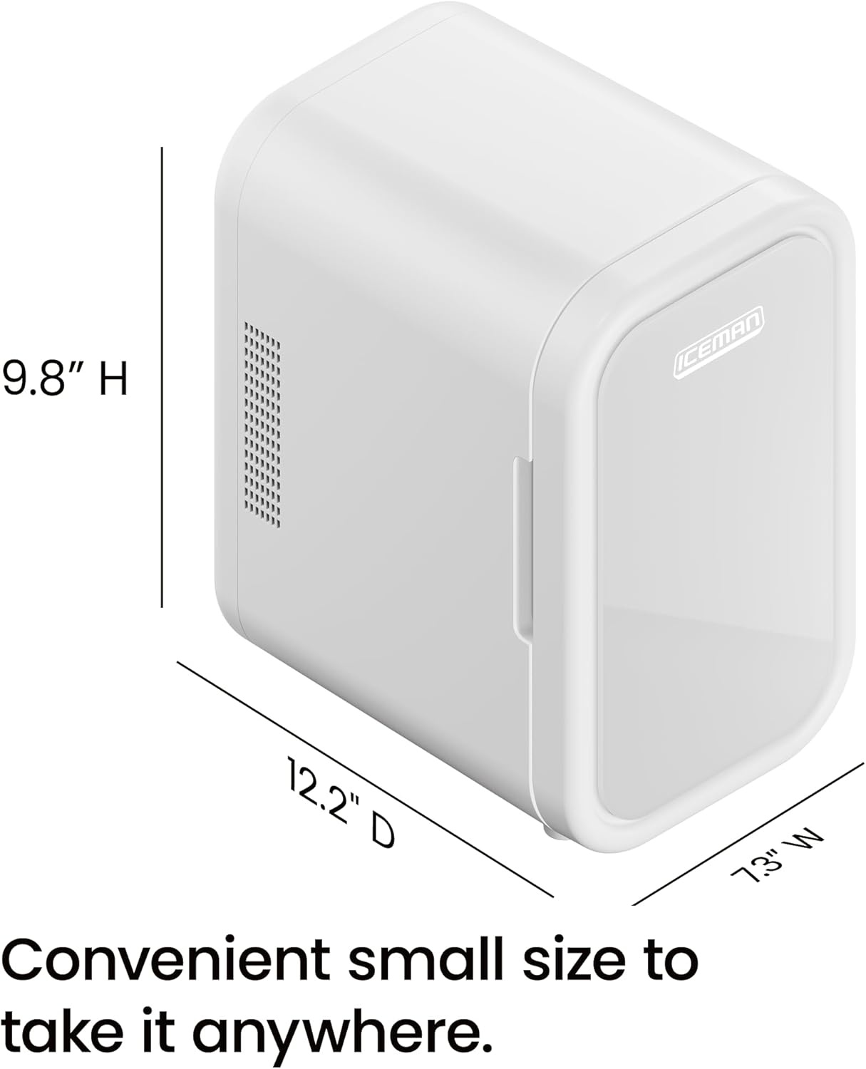 image:imageIceman Portable Mini Fridge Fits 6 x 12 oz Cans Cooler and Heater Mini Fridge for Bedroom Car Office Dorm and Skincare ACDC Car PlugCompatible BlueWhite