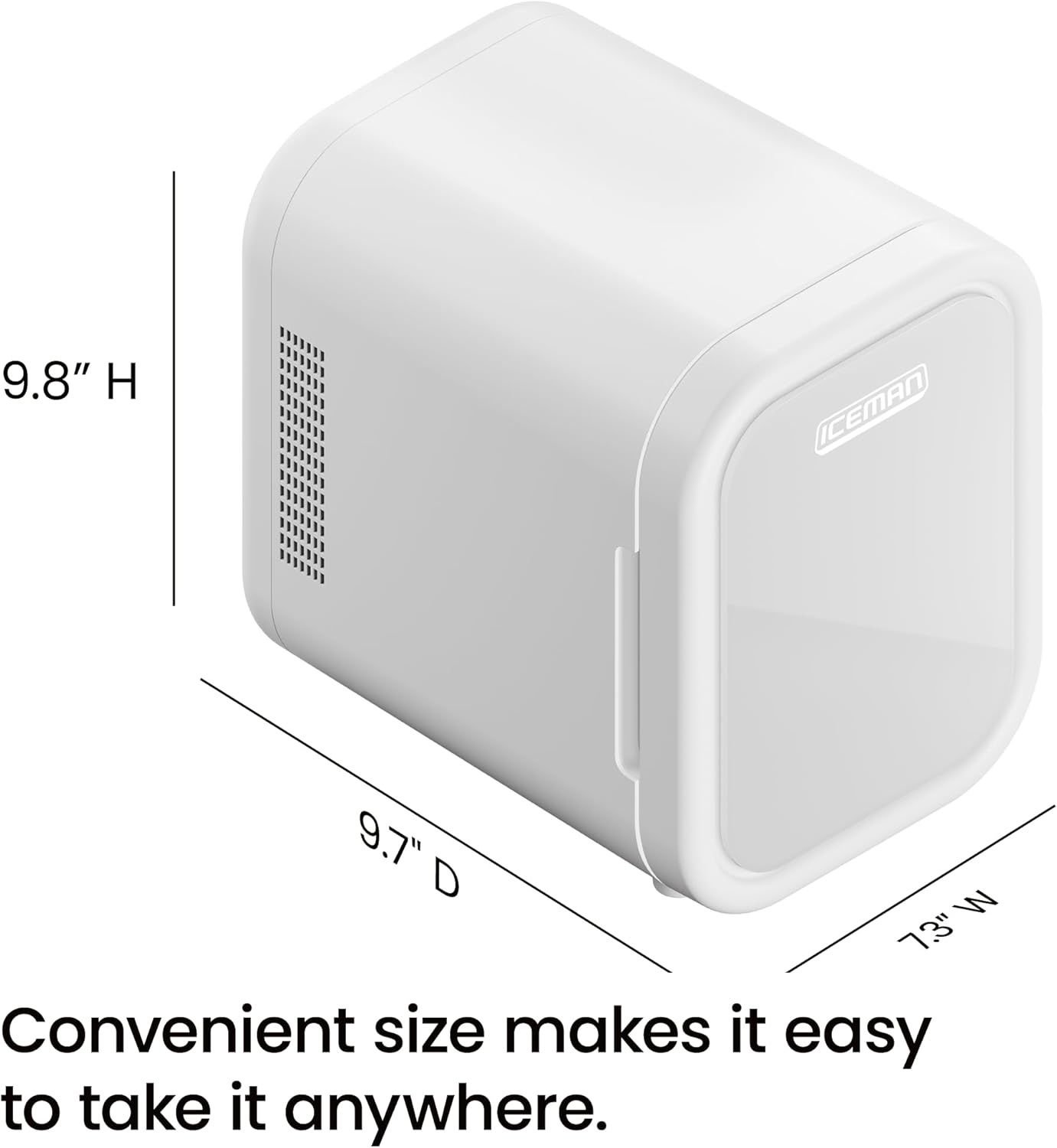 image:imageIceman Portable Mini Fridge Fits 6 x 12 oz Cans Cooler and Heater Mini Fridge for Bedroom Car Office Dorm and Skincare ACDC Car PlugCompatible BlueWhite