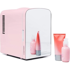image:imageChefman  Iceman Portable Mirrored Personal Fridge 4L Mini Refrigerator Skin Care Makeup Storage Beauty Serums amp Face Masks Small For Desktop Or Travel Cool amp Heat Cosmetic Application WhitePink