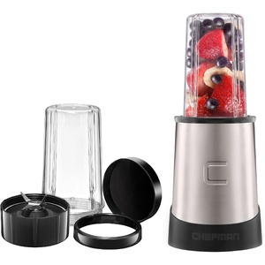 image:imageChefman Personal Ultimate Kitchen Blender Quick Portable Blending of Shakes Smoothies Baby Food amp Juice 2 Travel Cups Cover amp Drinking Rim 6Piece Set DishwasherSafe StainlessSteel BladeWired