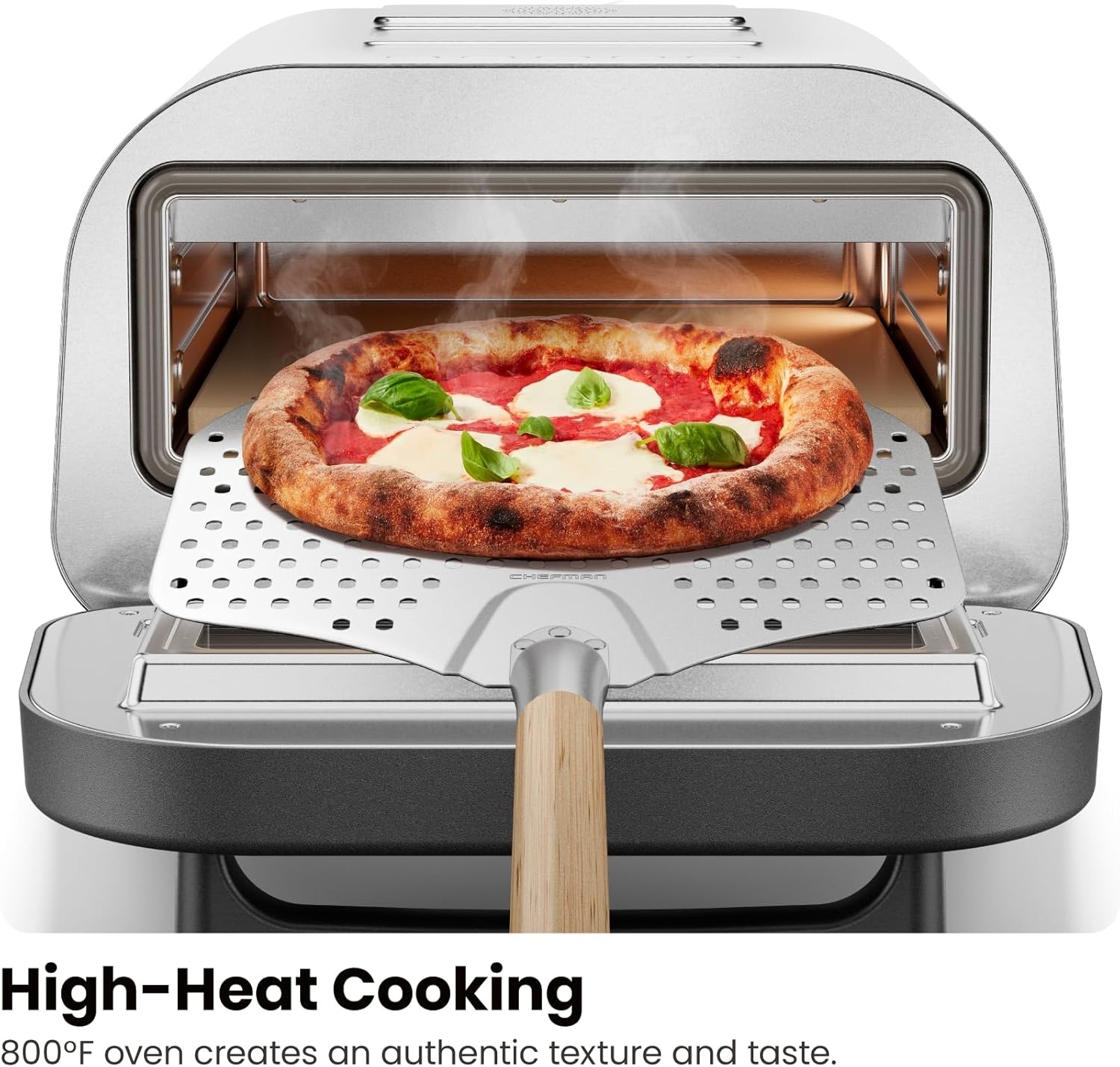 image:imageCHEFMAN Indoor Pizza Oven Makes 12 Inch Pizzas in Minutes Heats up to 800F Countertop Electric Maker with 5 Touchscreen Presets Pizza Stone and Peel Included Stainless BlackStainless Steel