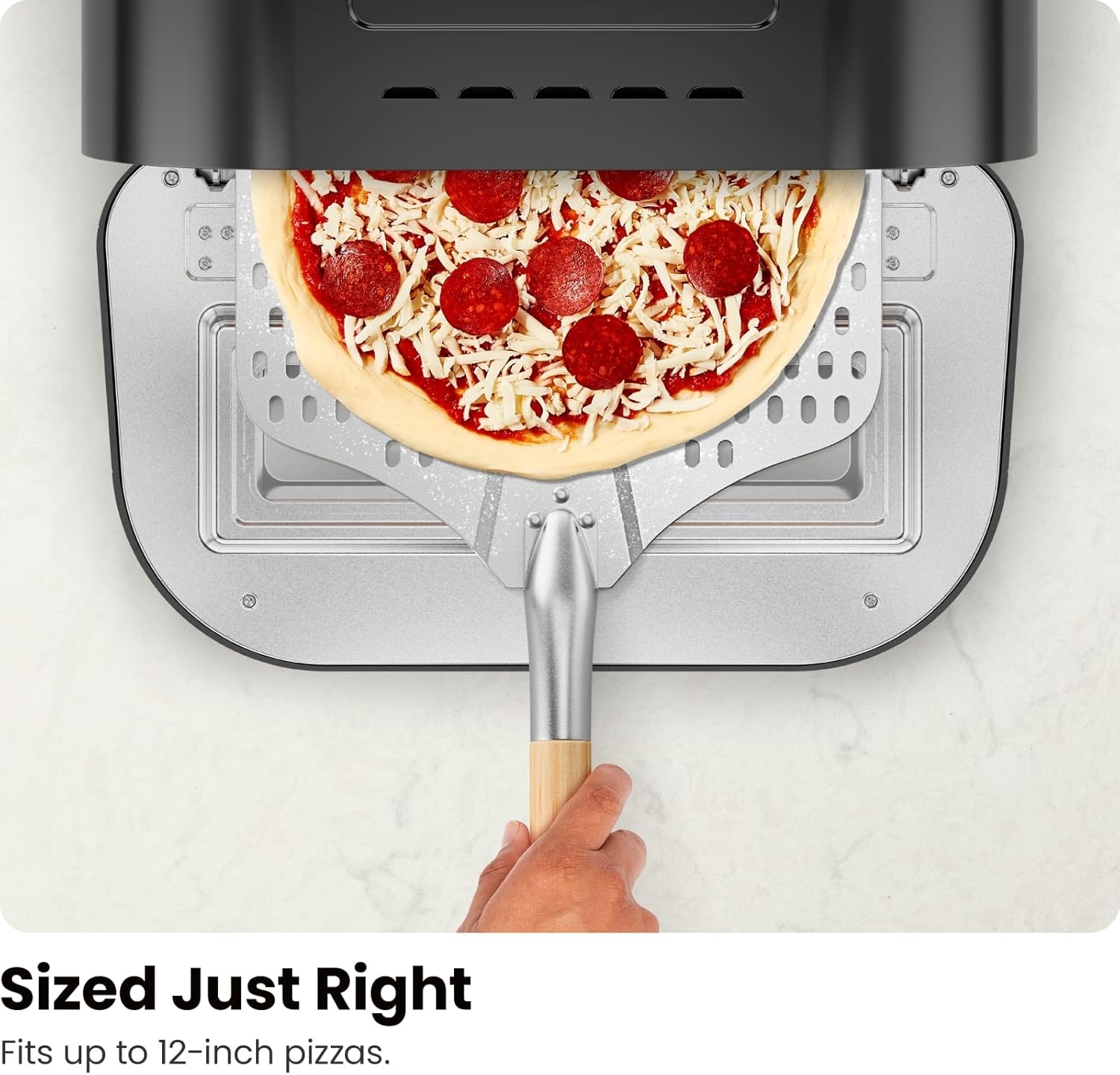 image:imageCHEFMAN Indoor Pizza Oven Makes 12 Inch Pizzas in Minutes Heats up to 800F Countertop Electric Maker with 5 Touchscreen Presets Pizza Stone and Peel Included Stainless BlackStainless Black
