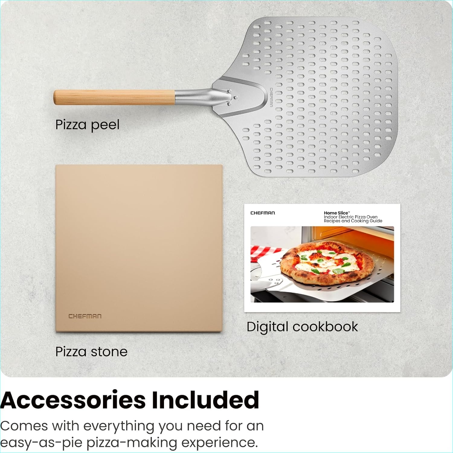 image:imageCHEFMAN Indoor Pizza Oven Makes 12 Inch Pizzas in Minutes Heats up to 800F Countertop Electric Maker with 5 Touchscreen Presets Pizza Stone and Peel Included Stainless BlackStainless Black