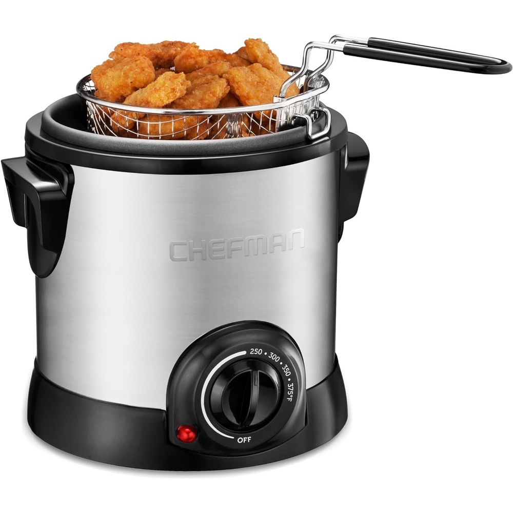 image:imageChefman Fry Guy Deep Fryer with Removable Basket EasytoClean NonStick Coating and CooltoTouch Exterior Adjustable Temperature Control 42 Cup 1 Liter Capacity Stainless SteelStainless 1 Liter