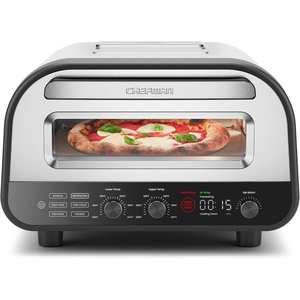 image:imageCHEFMAN Indoor Pizza Oven  Makes 12 Inch Pizzas in Minutes Heats up to 800F  Countertop Electric Maker with 5 Touchscreen Presets Pizza Stone and Peel Included  Stainless BlackStainless Steel